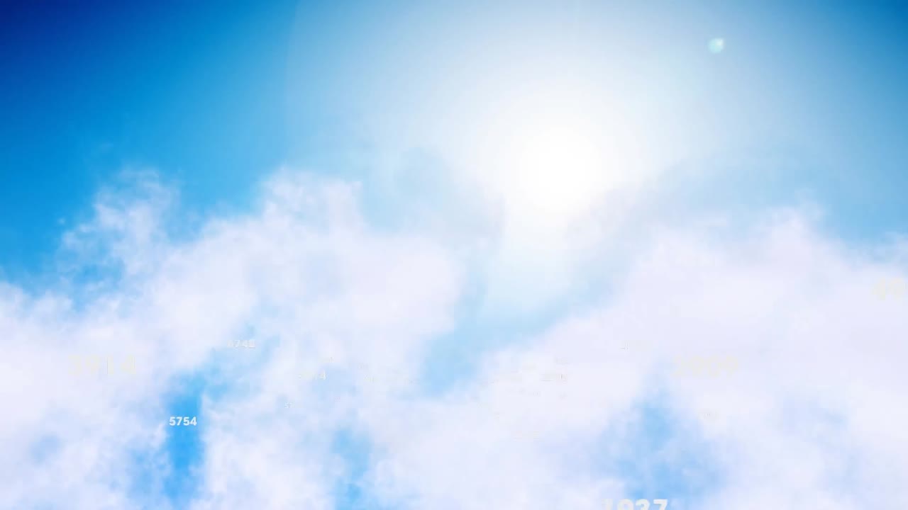 하늘 위에서 처리되는 번호 네트워크의 애니메이션