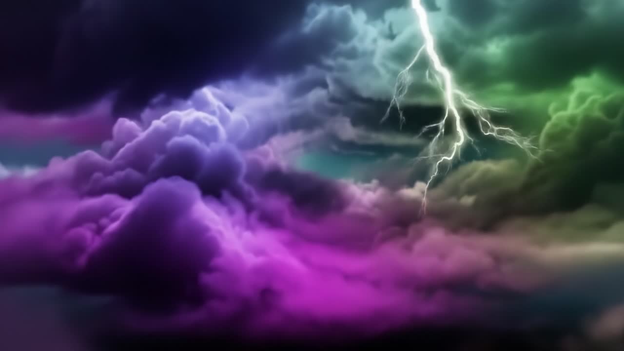 Rainbow Lightning Storm Clouds