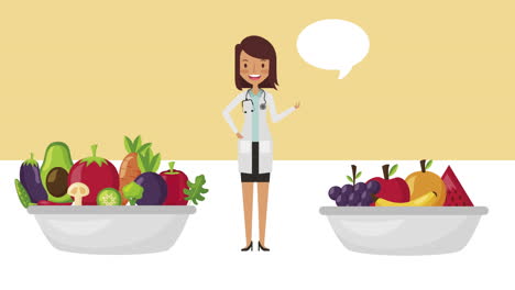 professional female doctor with healthy lifestyle animation