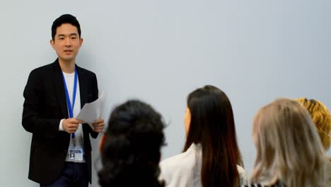 businessman giving presentation in conference room 4k