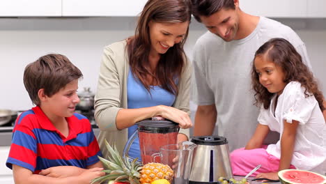 Mother-making-smoothie-for-her-family