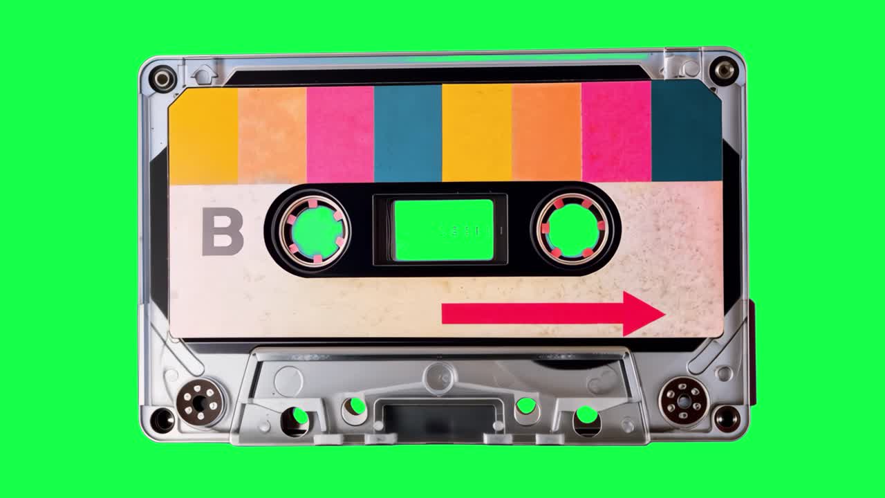 Animazione di colori vivaci a cassetta retrò, video 4K trasparente, green screen