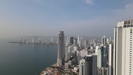 aerial shot of skyline bocagrande cartagena colombia