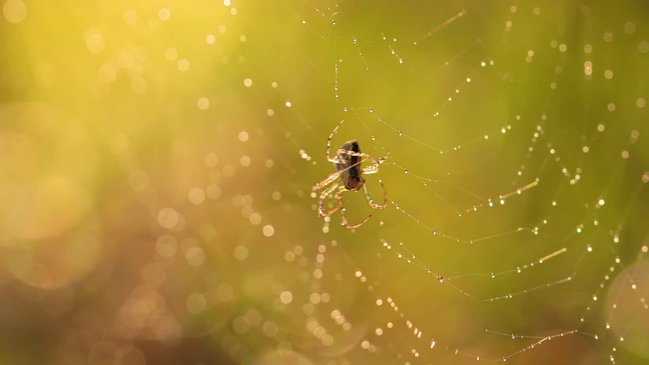 거미줄 위의 비방울, 작은 비방울 속의 거미줄.