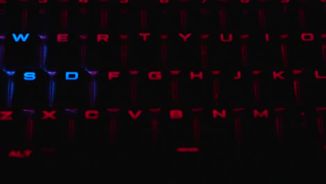 backlit illuminated keyboard in red whit the wasd keys in red for a perfect gaming experience whit a breathing pattern in a slide motion