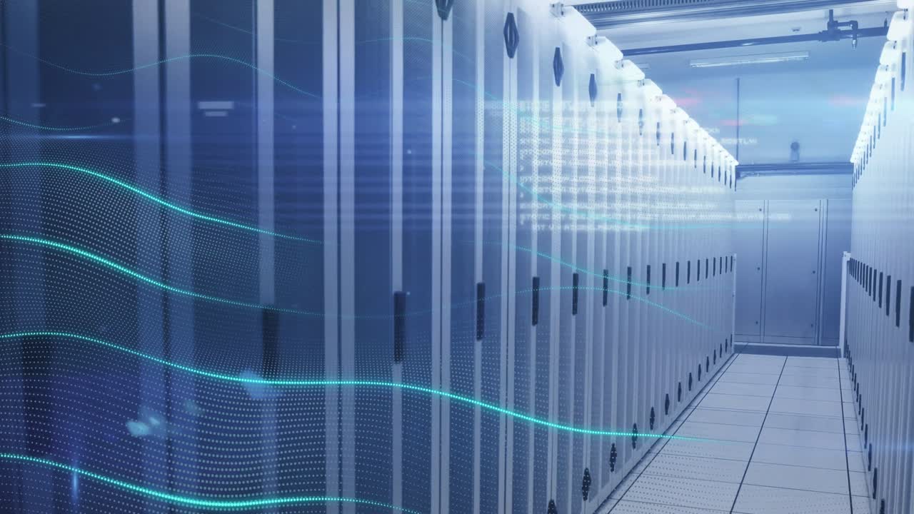 데이터 처리 및 서버를 이동하는 파동의 애니메이션