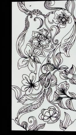 black and white ornate floral line art