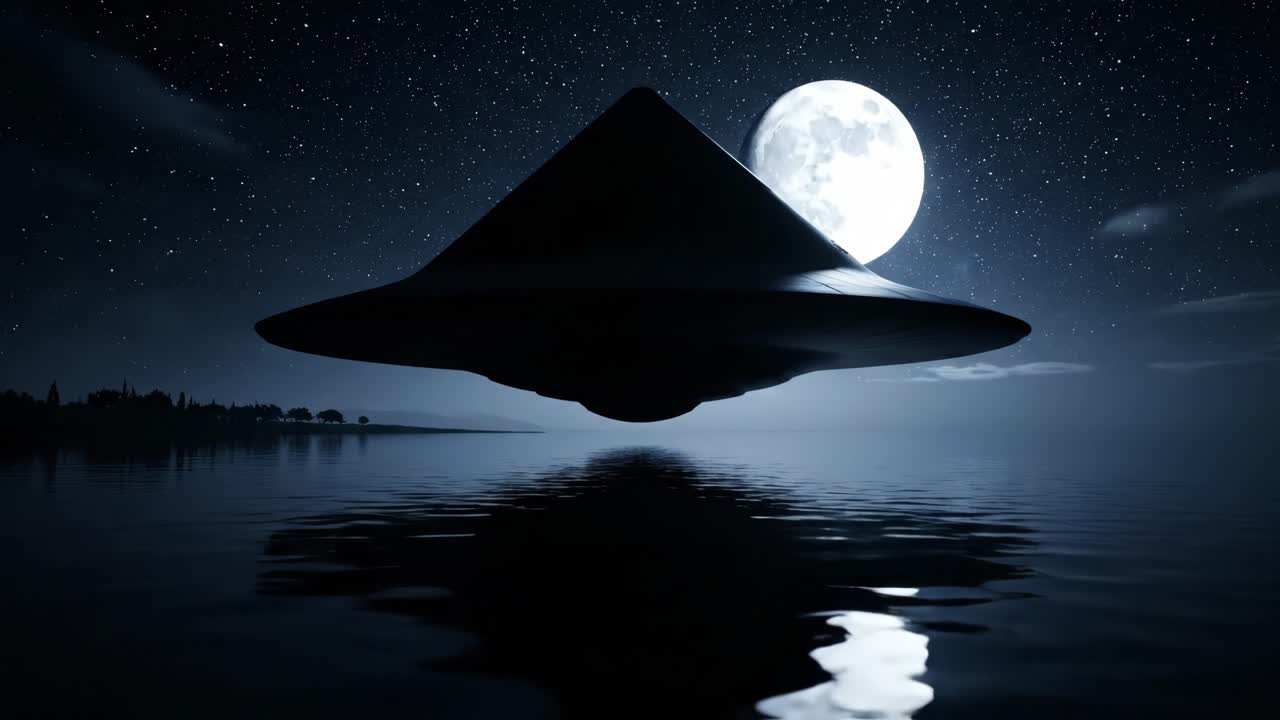 OVNI sobre el agua de noche