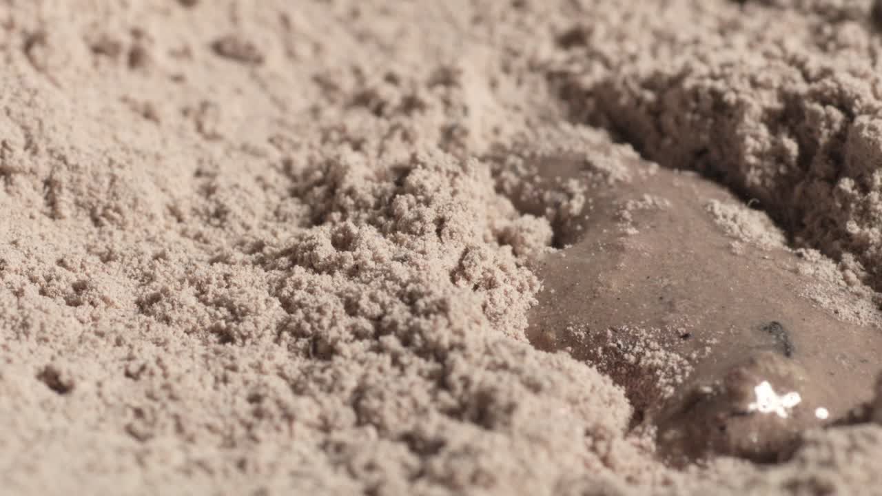 Drops pattering on the moist sand