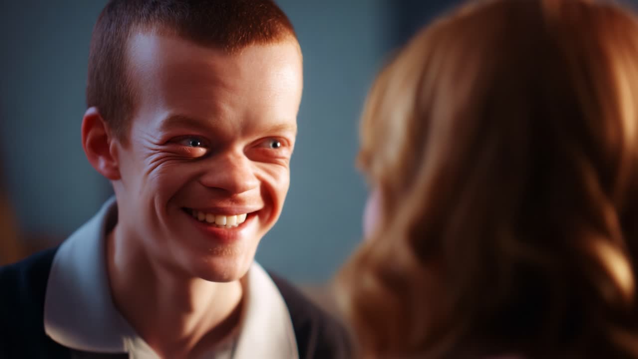 A Heartwarming Interaction Captured in Two Frames: The Transformation of Expressions Between Two Characters, Highlighting Emotions, Connection, and Shared Moments in a Playful Dialogue