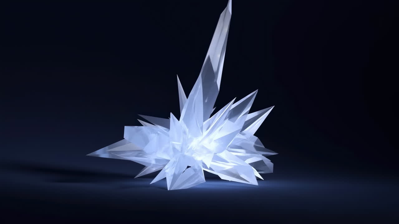 Translucent Ice Crystal Glowing on a Dark Background
