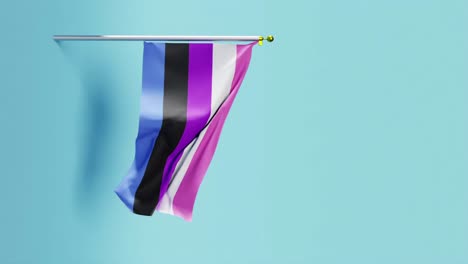 renderizado en 3d de la bandera del orgullo fluido de género contra un fondo azul