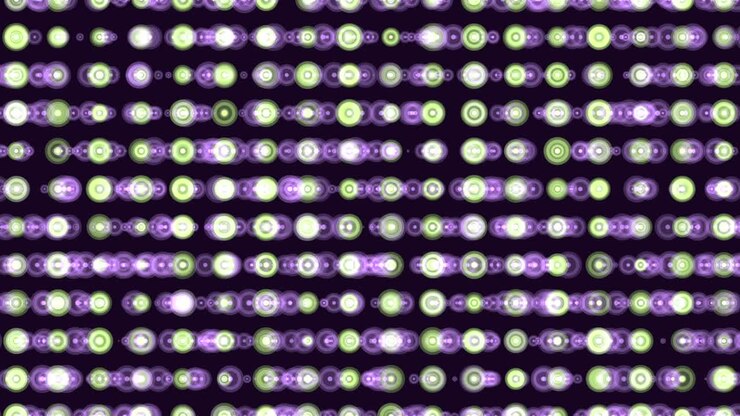 Modello dinamico a punti futuristici blu e gialli disposti in righe