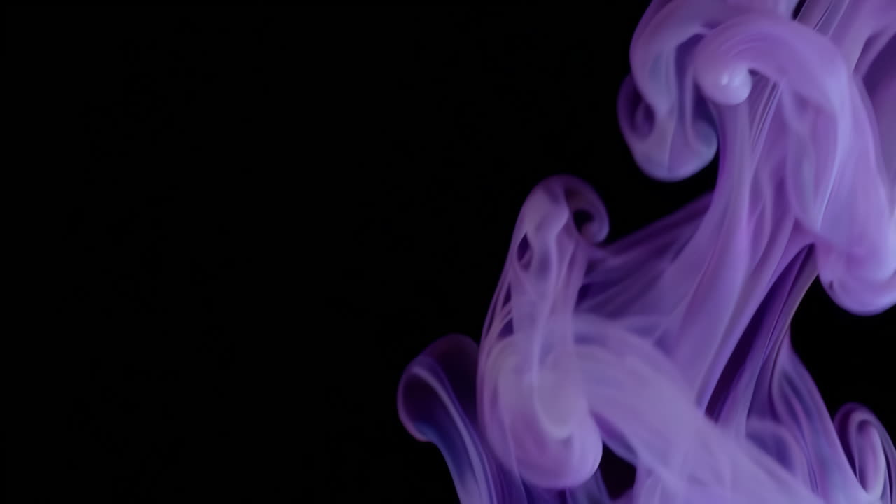 Purple Ink Swirls on Black Background