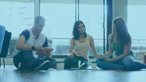 animación del procesamiento de datos sobre diversas personas de negocios en la oficina