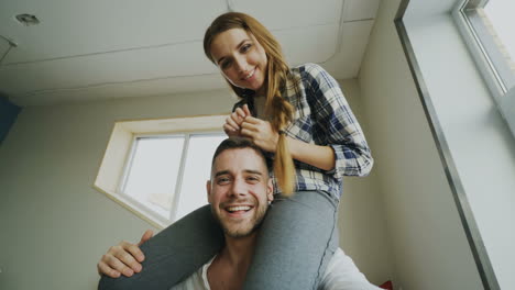 happy couple taking selfie