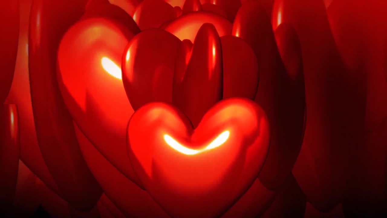 corazones rojos en movimiento