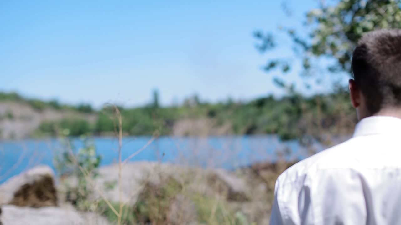 Handsome Man Walking Alone. Handsome man walking alone and waiting for bride