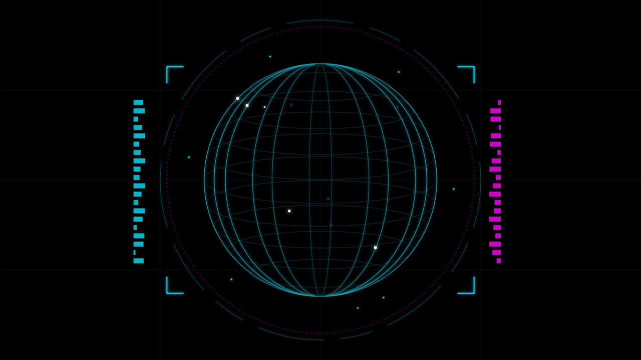 Digital Globe HUD Interface with Pulsing Data Points