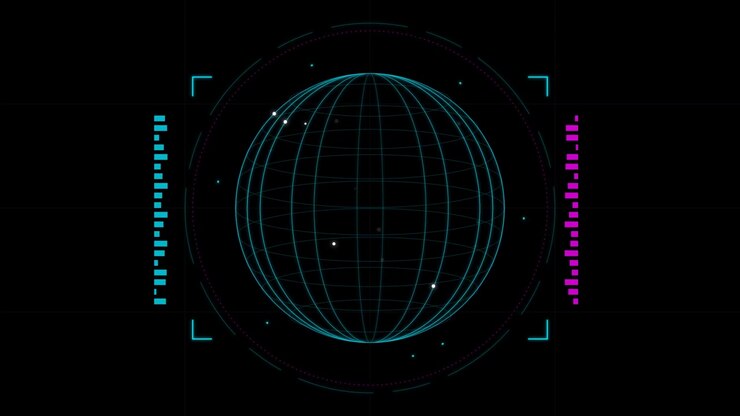 Digital Globe HUD Interface with Pulsing Data Points