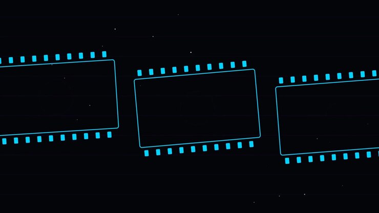 Grafica in movimento astratta con icone di microchip blu luminose