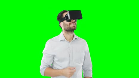 Man-using-virtual-reality-headset