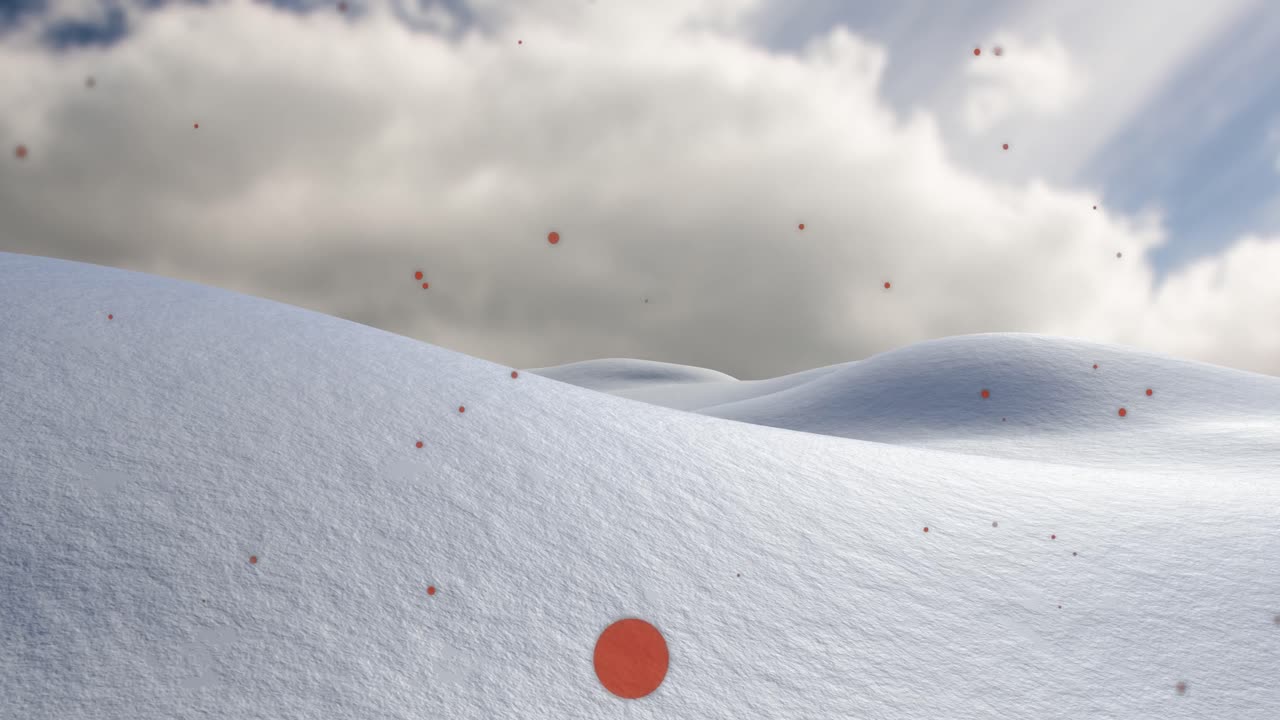 겨울 풍경 위에 떨어지는  ⁇ 은 반점의 애니메이션