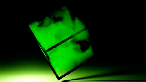 abstract futuristic cube with smoke and glowing flashlight, 3d rendering