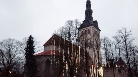 estonia, tallinn, st nicholas church in the old town on a cloudy winter day