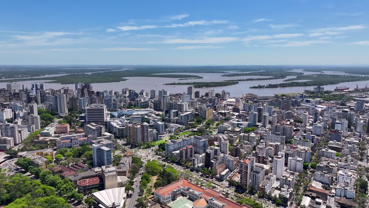Porto Alegre Skyline At Porto Alegre In Rio Grande Do Sul Brazil. Downtown District. Highrise Buildings. Beautiful City Skyline. Porto Alegre Skyline At Porto Alegre In Rio Grande Do Sul Brazil.