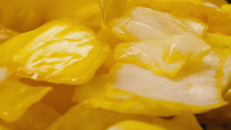 close-up of fermented yellow cabbage on plate. preservation of vegetables in glass jars. fermentation preserved vegetables. sauerkraut with spices.