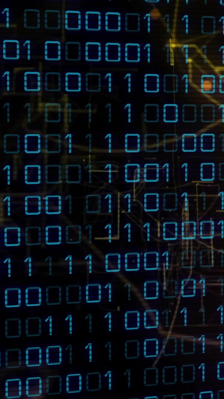 Animation of binary coding and digital data processing over connections