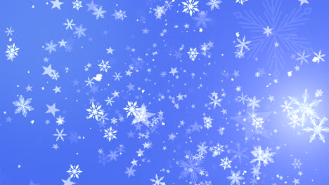 falling white snowflakes and glitters on shiny gradient