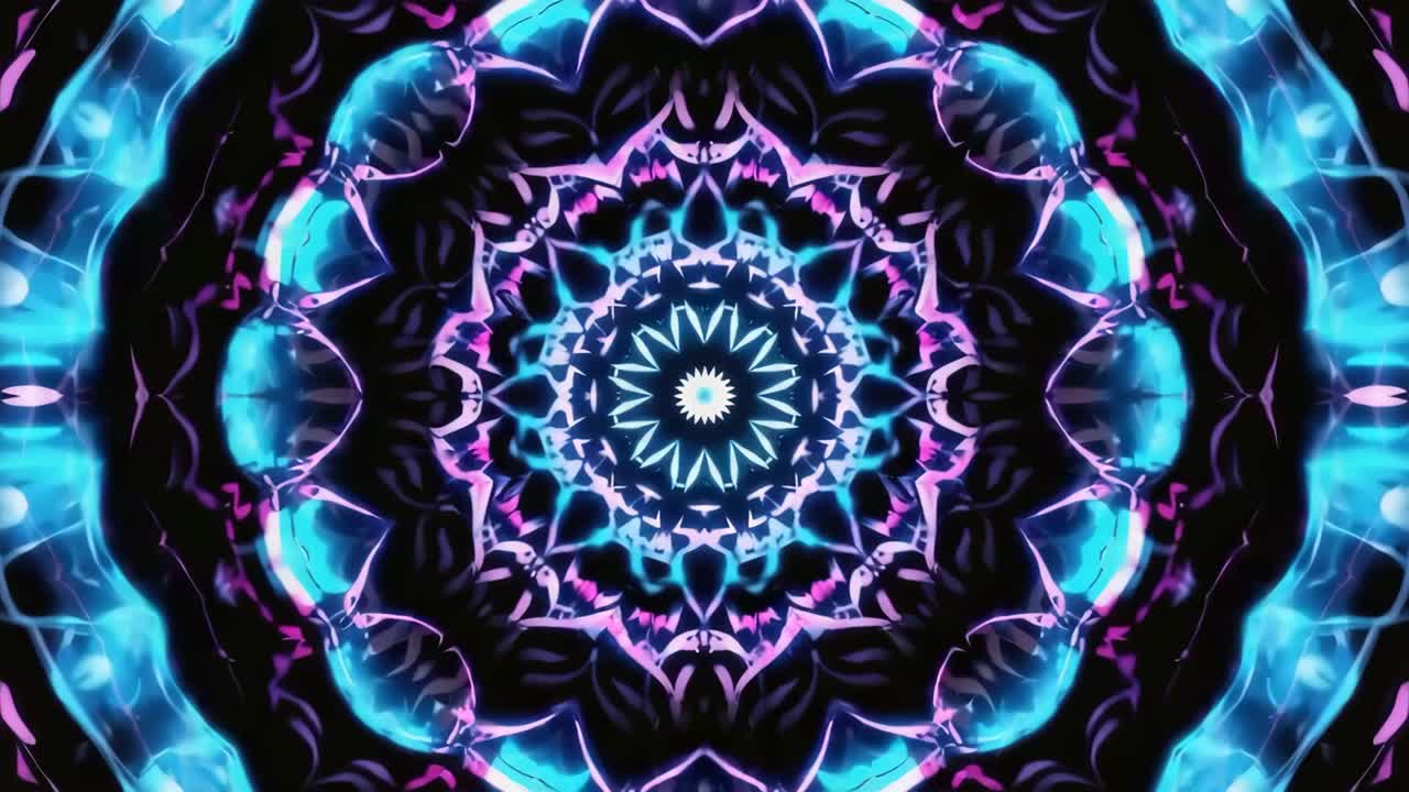 Vibrant Abstract Neon Kaleidoscope Pattern