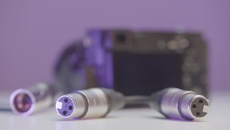 cámara con conexiones de audio xlr