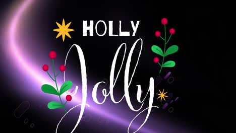 Animación-De-Holly-Jolly-Sobre-Fondo-Negro-Y-Violeta.