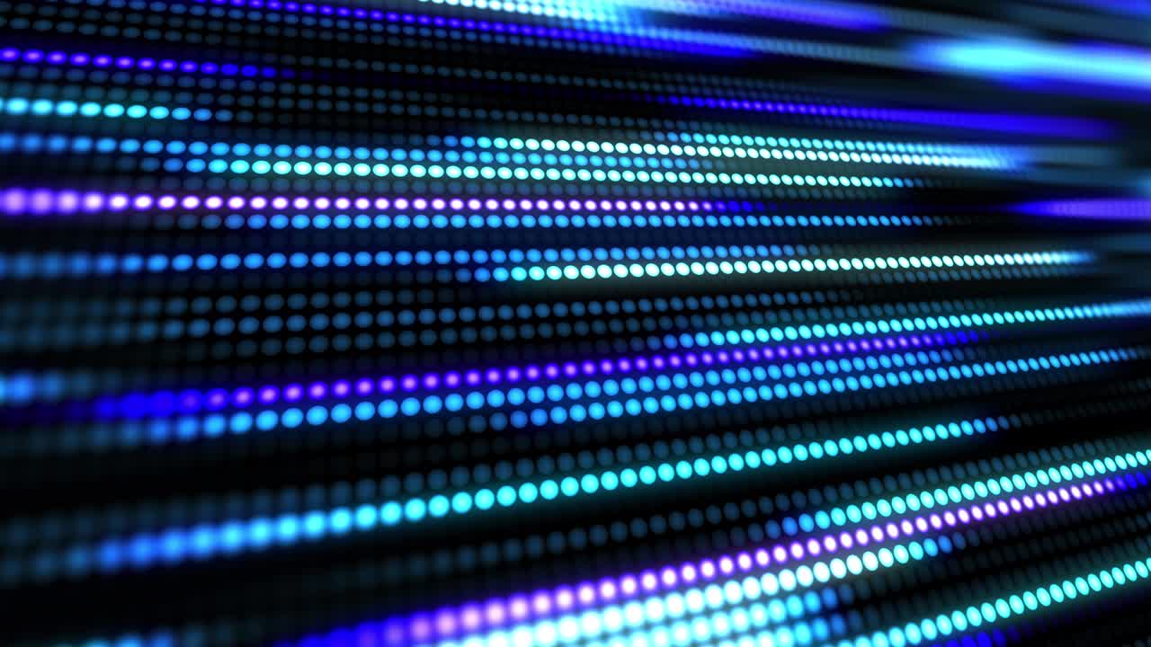 fondo de tecnología abstracta azul y púrpura con animación en cámara lenta de pequeñas rayas de puntos claros.
