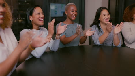 Clapping,-applause-and-diversity-people-in-meeting