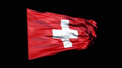realistic switzerland flag is waving 3d animation. national flag of switzerland. 4k switzerland flag seamless loop animation.
