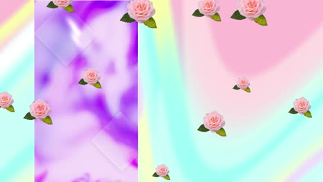 animación de los iconos de rosas sobre las formas