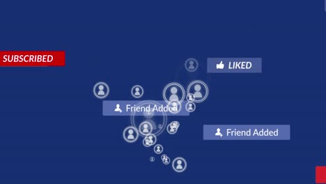 animation of falling social media icons over blue background