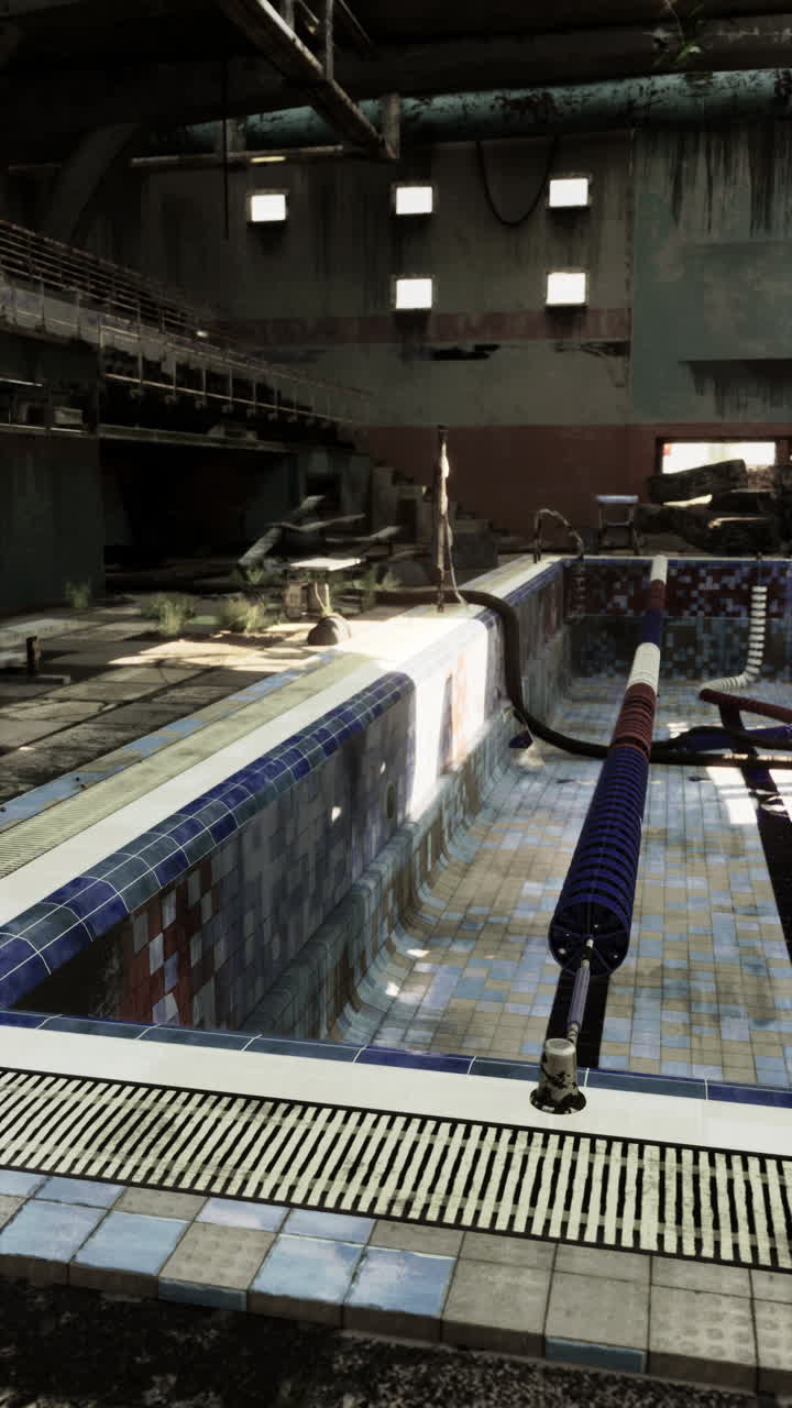 큰 건물 에 있는 버려진 수영장