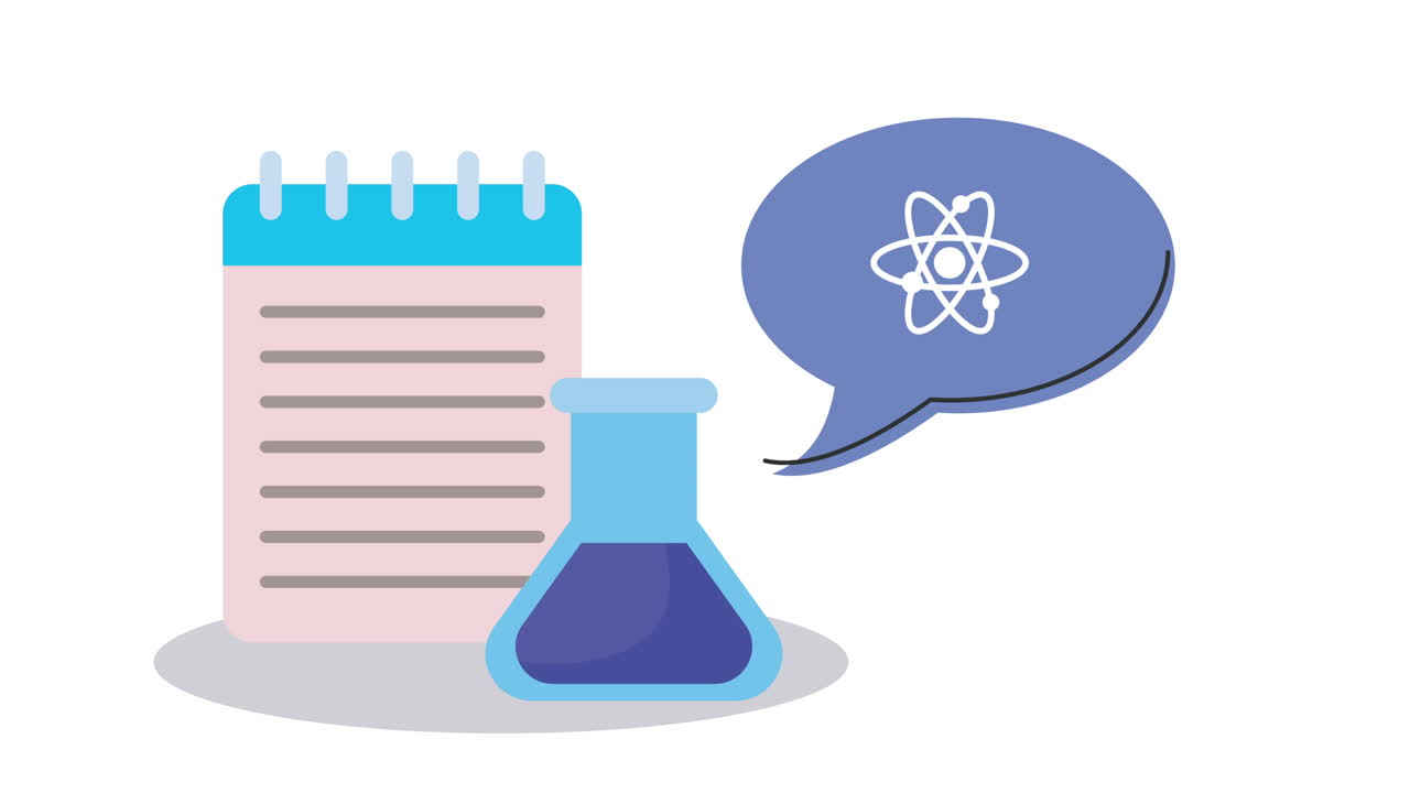 과학 노트북과 플라스크 일러스트레이션