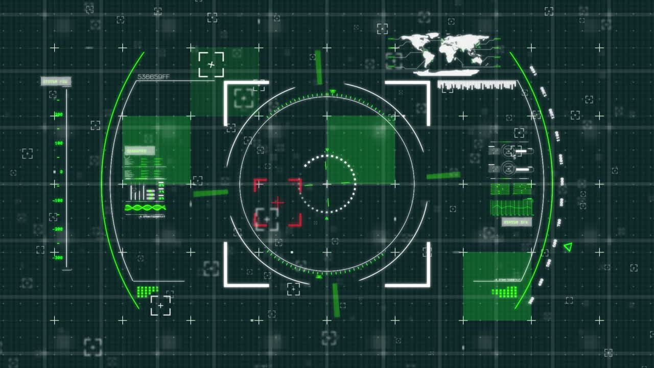 미래형 인터페이스와 사각형 패턴의 뷰파인더