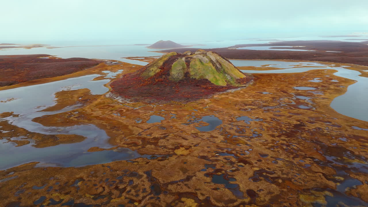 Scenery Of Pingo Formation In Tuktoyaktuk, Northwest Territories, Canada - Drone Shot