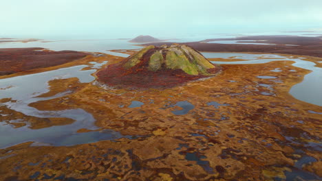 scenery of pingo formation in tuktoyaktuk, northwest territories, canada - drone shot