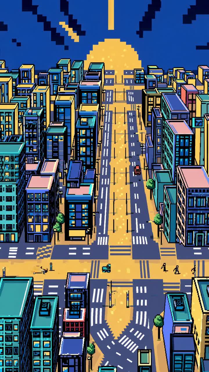 Pixel Art Cityscape at Night