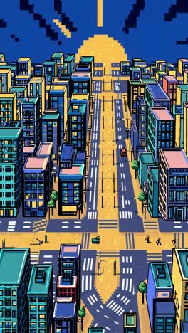 pixel art cityscape at night