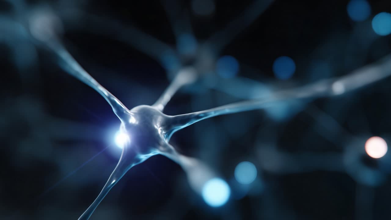 Captivating Close-Up View of Neurons Illuminated with Bioluminescent Light, Revealing the Intricacies of Neural Networks and Their Complex Interconnectivity
