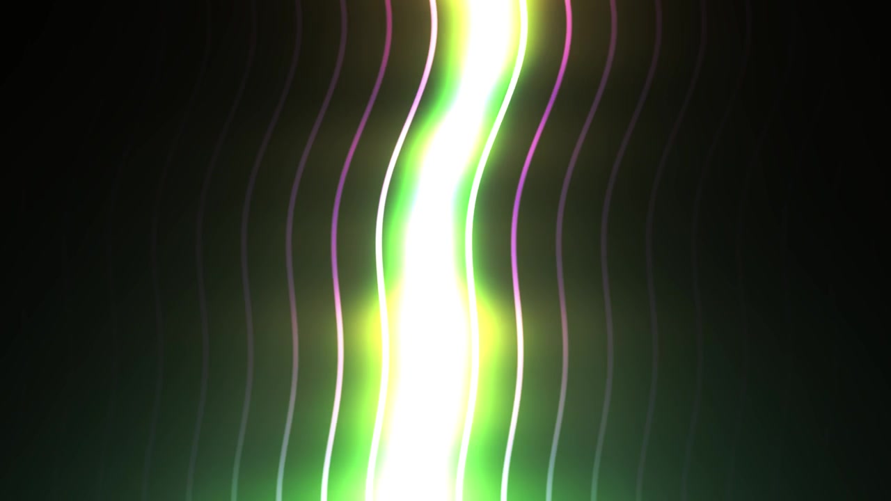Abstract Glowing Neon Waves Moving on Dark Background